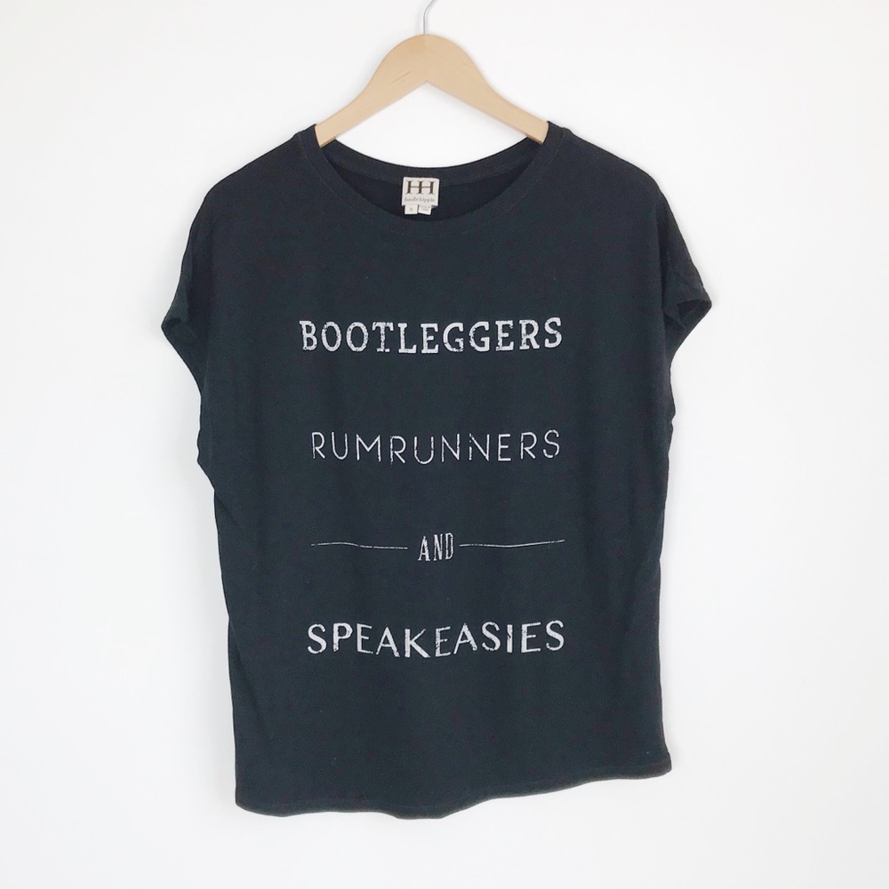 HAUTE HIPPIE Graphic Bootleggers Short Sleeve Top